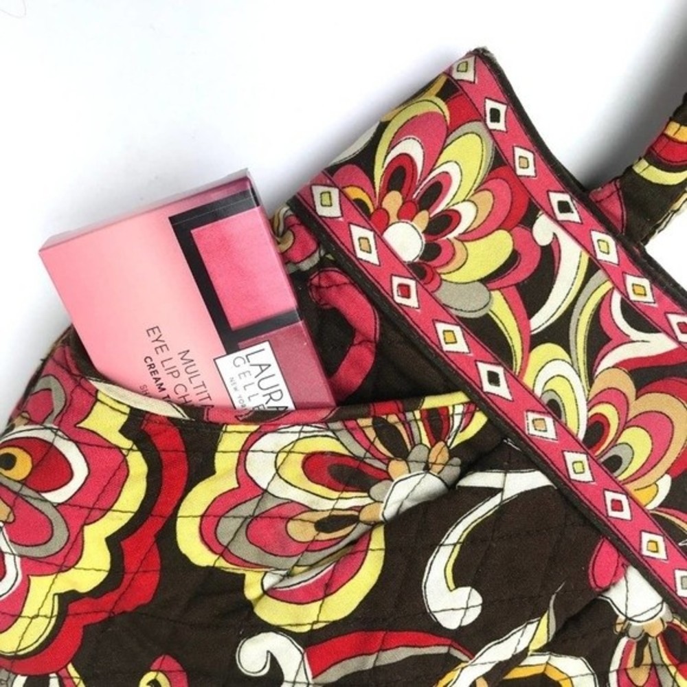 Vera Bradley MORGAN Tote in Retired Puccini Print Quilted Brown Red Orange RARE - Picture 2 of 8